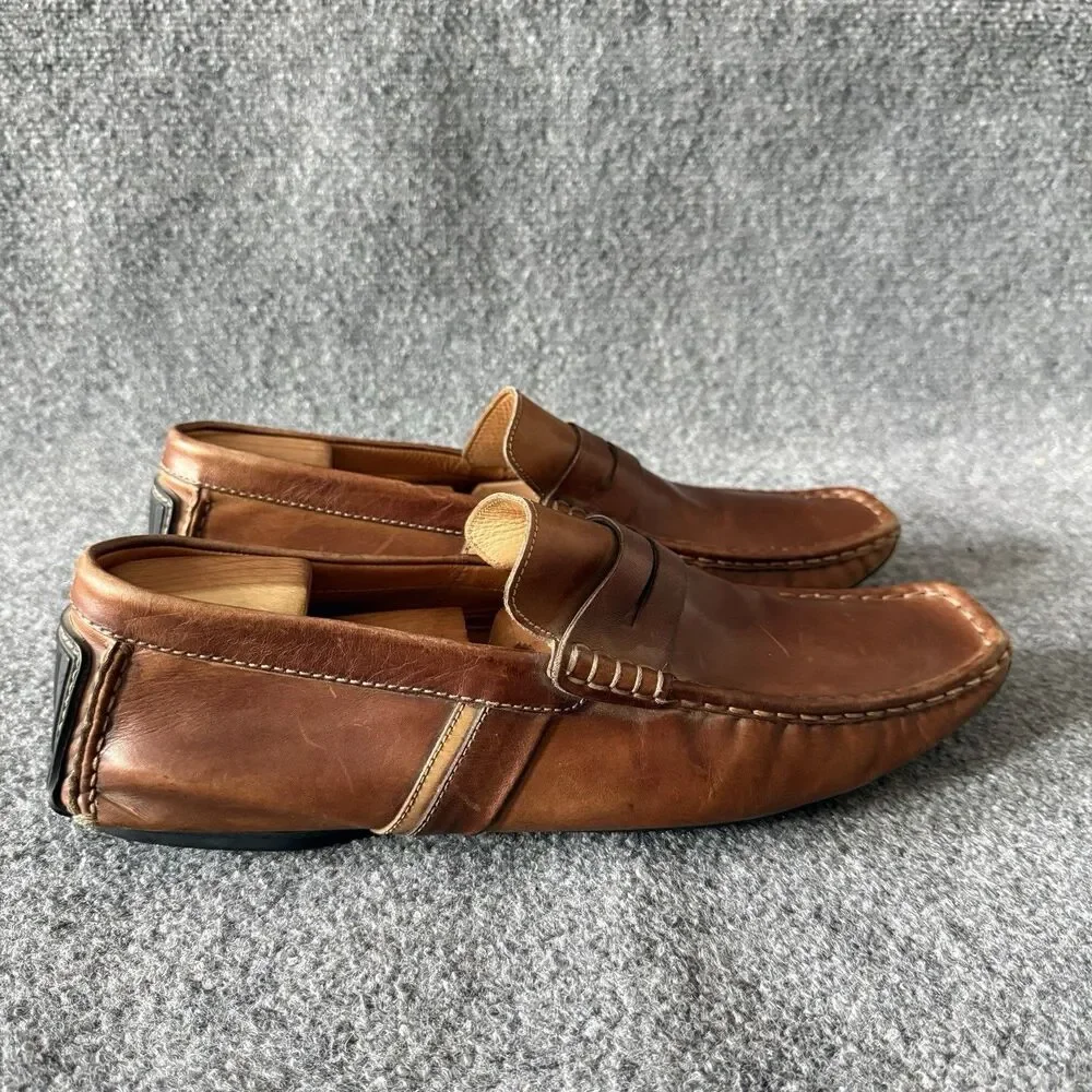 Magnanni Men's Penny Driver Loafers Brown Slip On Driving Moccasins Size 12